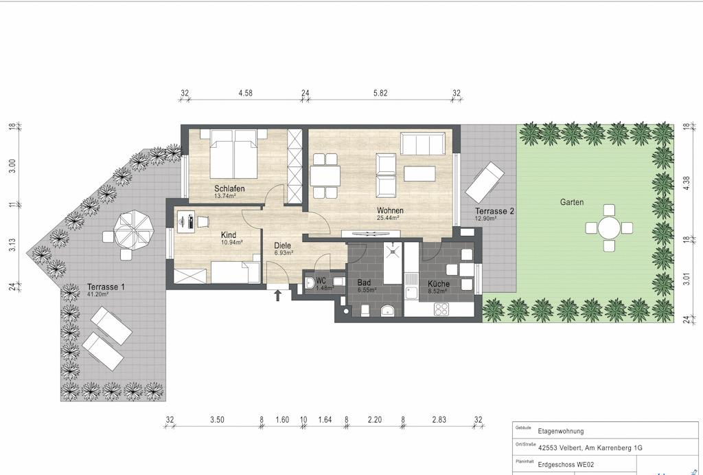 Rollstuhlgerechte Wohnung mit Aufzug, Garten, TGStellplatz