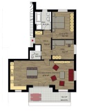 Grundriss moebliert mit qm