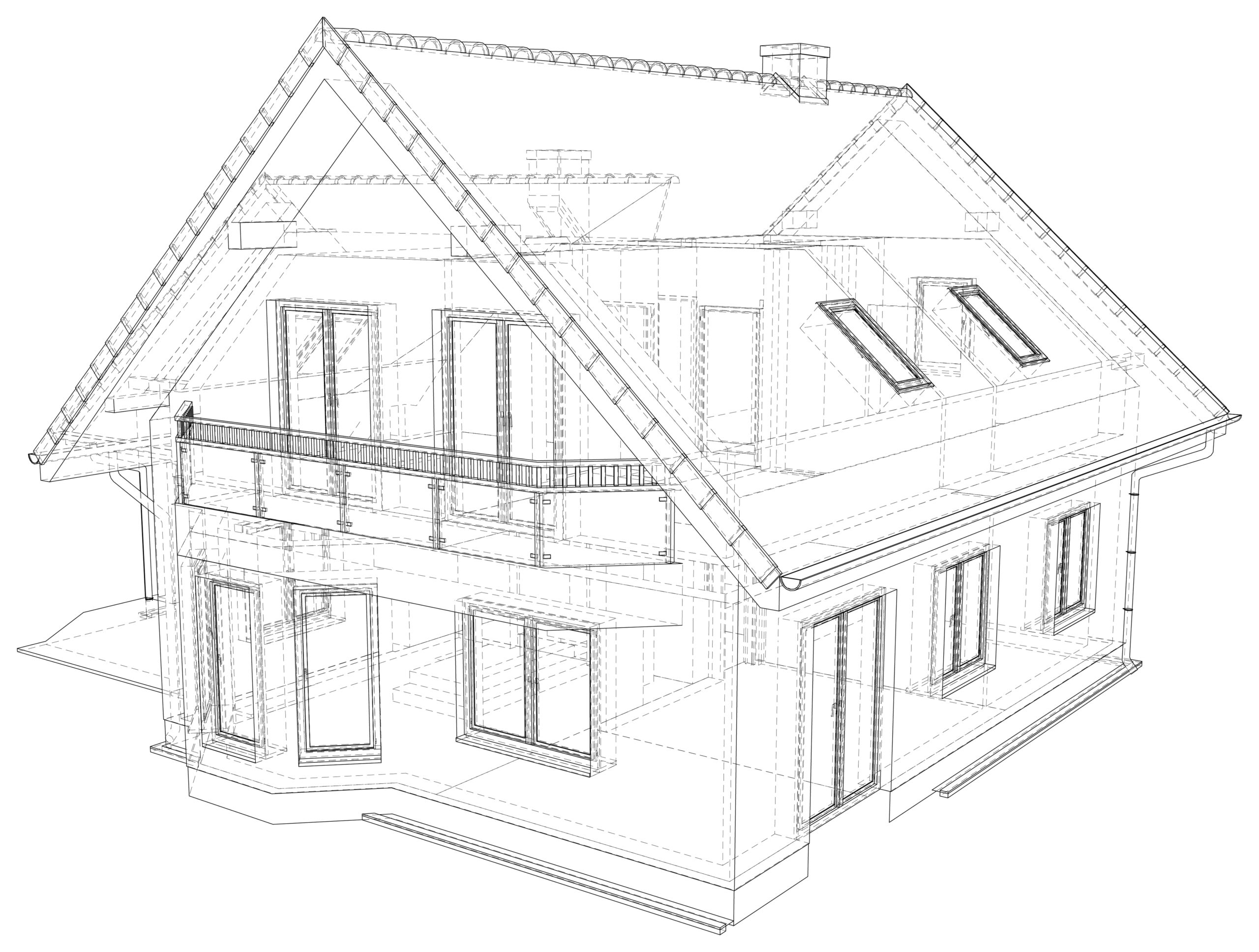 Vektor Sketch eines alten Hauses